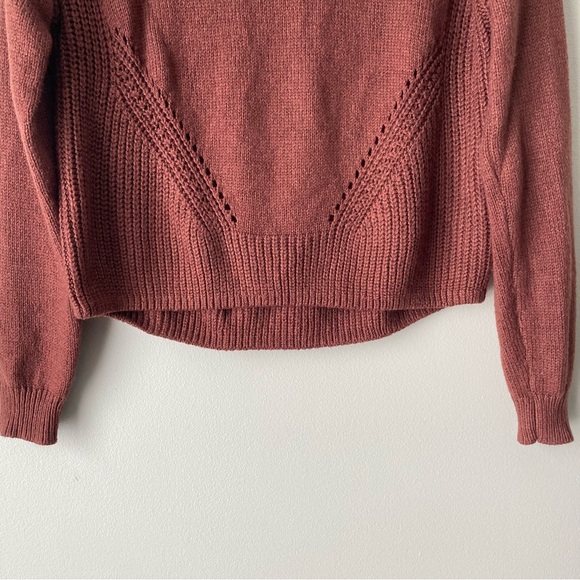 Aeropostale Women's Rust Brown Crew Neck Fisherman Sweater Medium - Picture 3 of 8